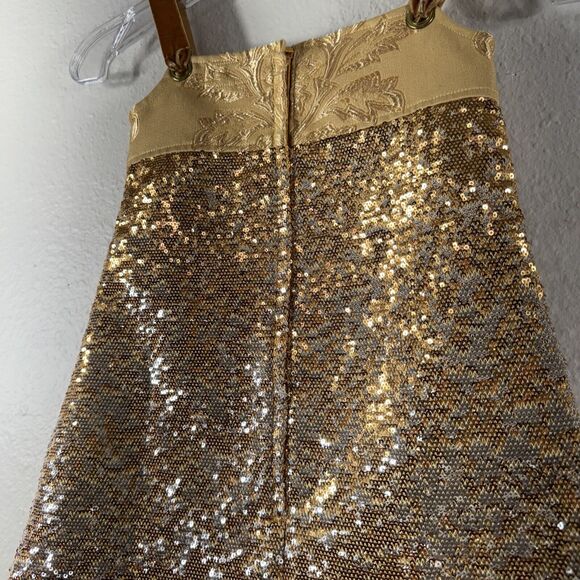 Formal Kid Girl Dress Gold Sequin Elegant Zipper Tie Shoulder Size 6 by … - Picture 9 of 13